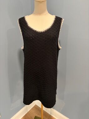 J.Jill Black Crochet Knit Tunic Dress Size M Sleeveless Boho Beach Cover Up